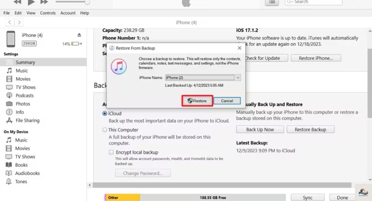 Method 5 – See Deleted WhatsApp Messages via iTunes Backup (iPhone)